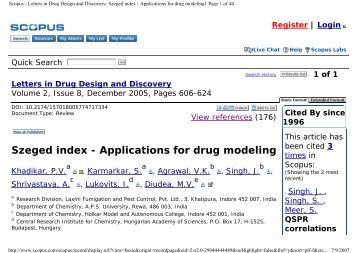Szeged index - Applications for drug modeling