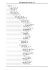 Mordecai Cole and Elizabeth Bond Descendant Outline (pdf file)