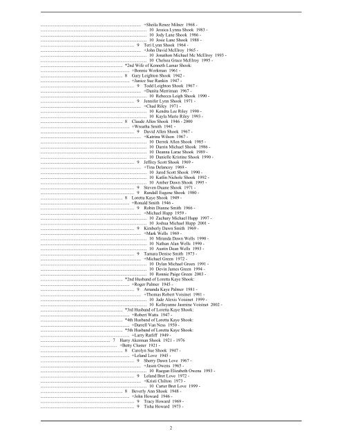 Mordecai Cole and Elizabeth Bond Descendant Outline (pdf file)