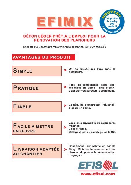 EFISOL - Béton léger prêt à l'emploi EFIMIX - Soprema