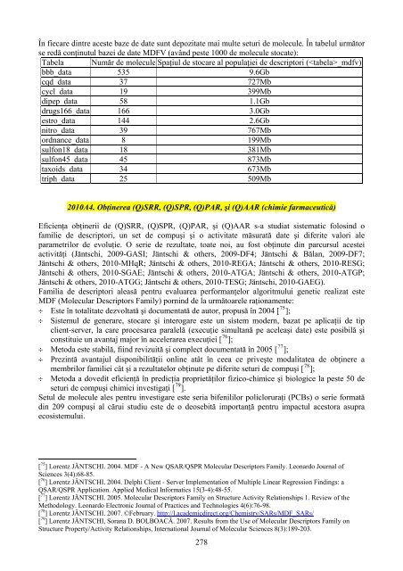 Raport de cercetare - Lorentz JÄNTSCHI