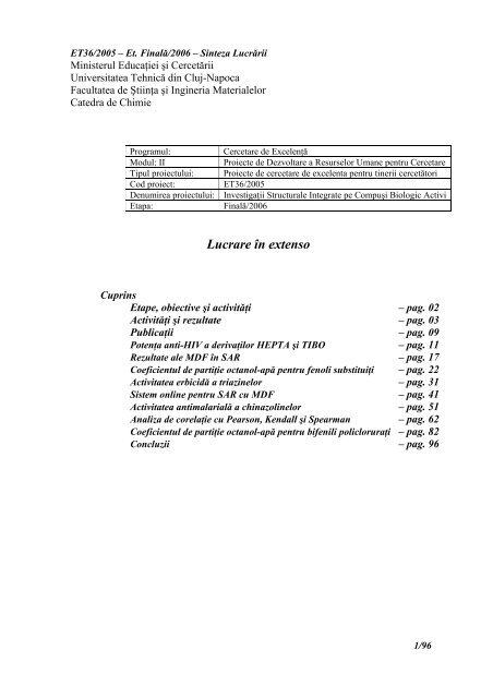 Year 2006 Report - Lorentz JÄNTSCHI