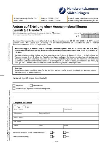 Antrag auf Erteilung einer Ausnahmebewilligung gemäß ... - kbic.de