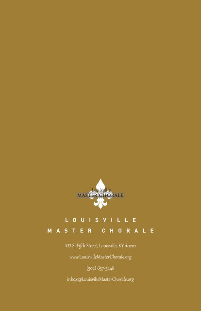 program - The Louisville Master Chorale