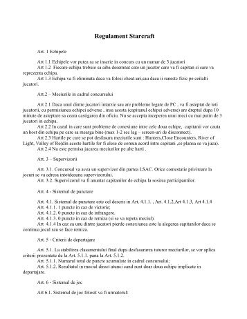 Regulament Starcraft - LSAC