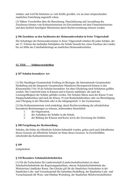 Schulgesetz für Baden-Württemberg (SchG) - Landesschülerbeirat