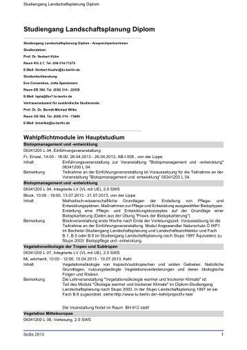 Studiengang Landschaftsplanung Diplom - TU Berlin