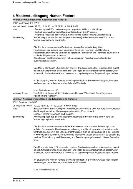 Human Factors Tu Berlin