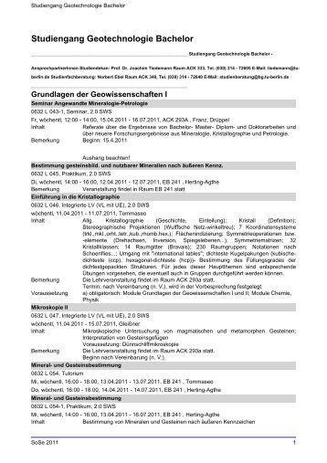 Studiengang Geotechnologie Bachelor - TU Berlin