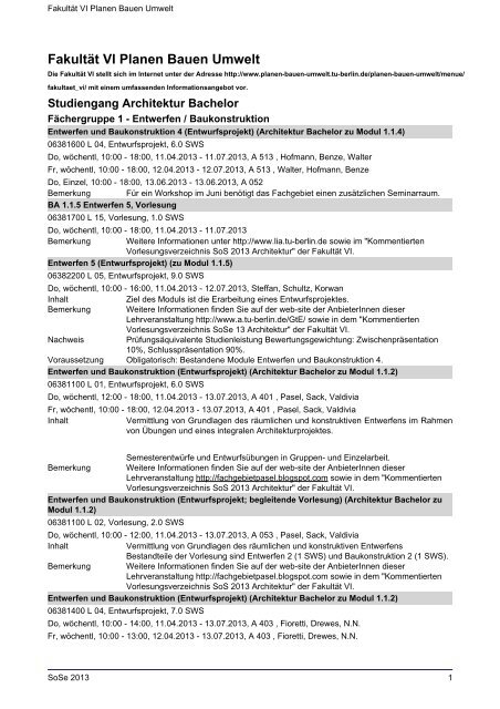 Gesamte Fakultat Vi Tu Berlin