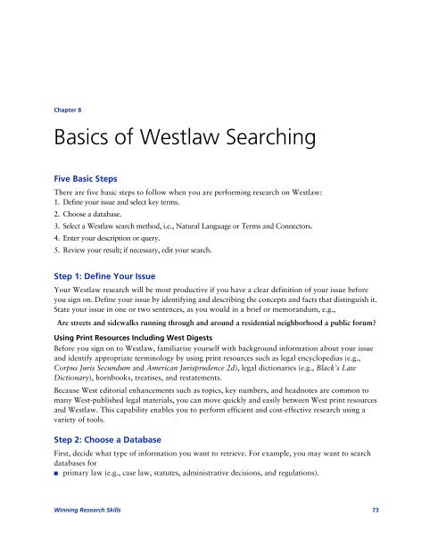 Winning Research Skills - Westlaw