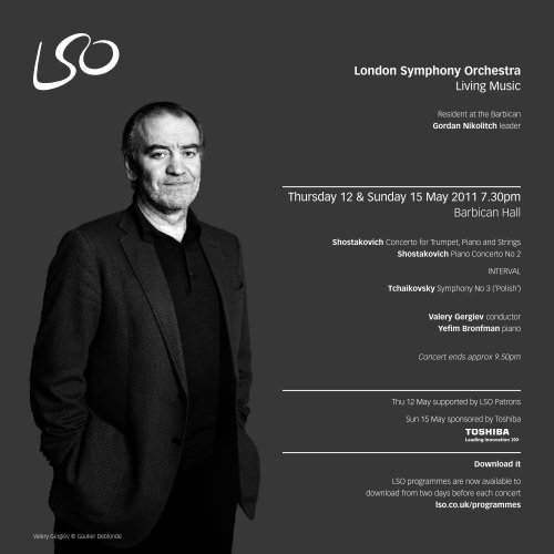 Thursday 12 May programme - London Symphony Orchestra