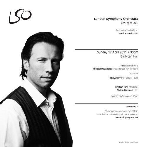 Sunday 17 April programme - London Symphony Orchestra