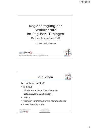 Vortrag Dr. von Helldorf Lokale Agenda der Stadt Ehingen