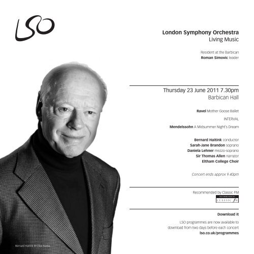 Thu 23 Jun programme - London Symphony Orchestra