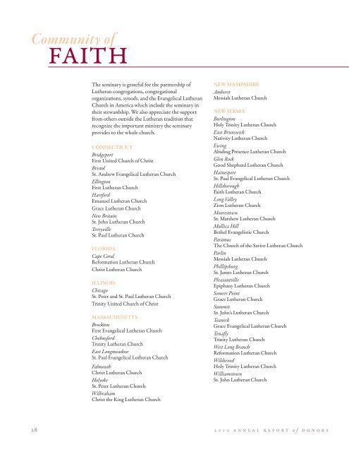 2010 annual report of donors - Lutheran Theological Seminary at ...