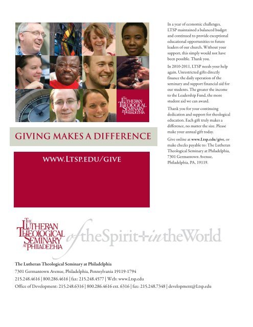 2010 annual report of donors - Lutheran Theological Seminary at ...