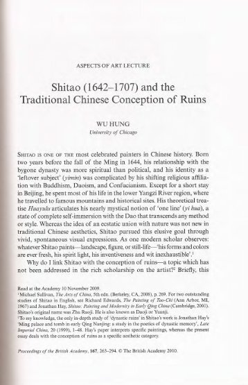 Shitao (1642-1707) and the Traditional Chinese Conception of Ruins