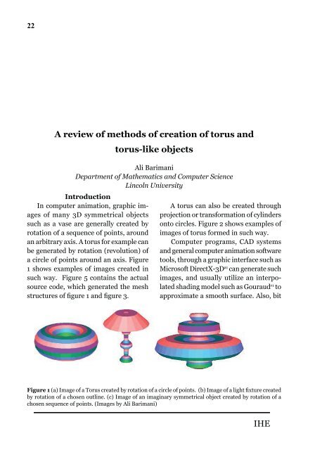 IHE A review of methods of creation of torus and torus-like objects