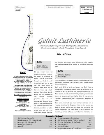 G eluit-L uthinerie L uthinerie - Belgian Lute Academy