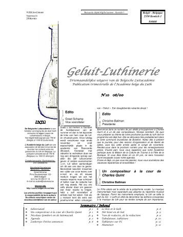 G eluit-L uthinerie L uthinerie - Belgian Lute Academy