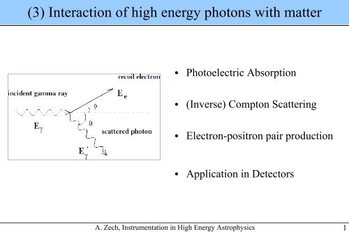 (3) Interaction of high energy photons with matter - LUTH