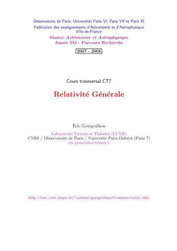 Relativité Générale - LUTH - Observatoire de Paris
