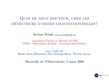 Ondes gravitationnelles - LUTH - Observatoire de Paris