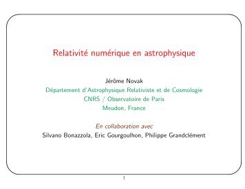 Relativité numérique en astrophysique - LUTh - Observatoire de Paris