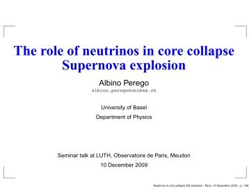 The role of neutrinos in core collapse Supernova explosion - LUTh ...