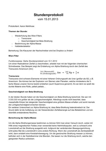 Stundenprotokoll - Lutherschule