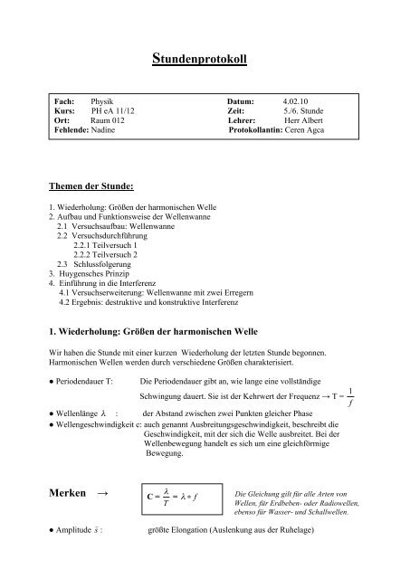Stundenprotokoll - Lutherschule