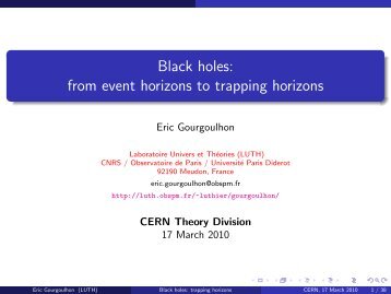 Black holes: from event horizons to trapping horizons - LUTH ...