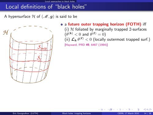 Black holes: from event horizons to trapping horizons - LUTH ...