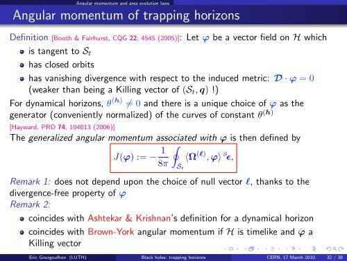 Black holes: from event horizons to trapping horizons - LUTH ...