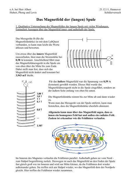 Das Magnetfeld der (langen) Spule - Lutherschule