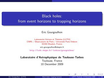 Black holes: from event horizons to trapping horizons - LUTH ...