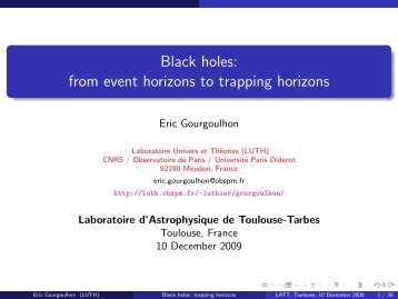 Black holes: from event horizons to trapping horizons - LUTH ...