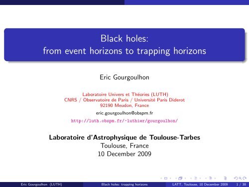 Black holes: from event horizons to trapping horizons - LUTH ...