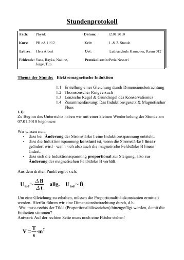 Stundenprotokoll - Lutherschule