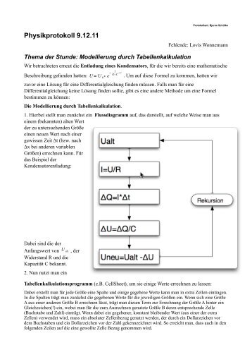 Physikprotokoll 9.12.11 - Lutherschule