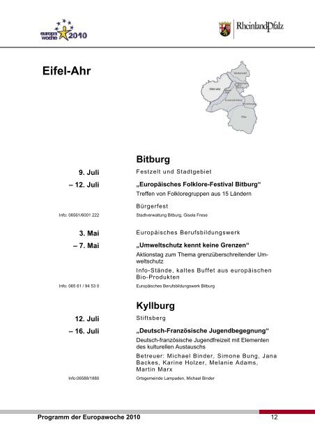 Die Veranstaltungen der Europawoche 2010 - Vertretung des ...