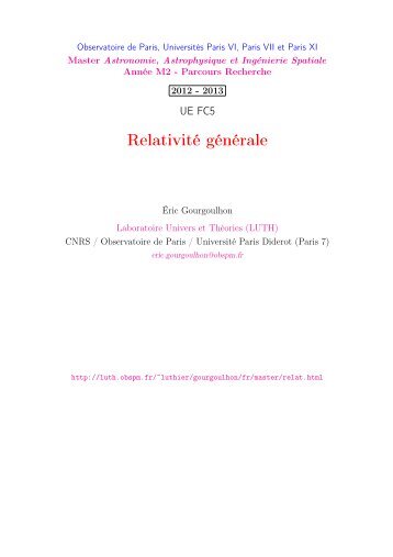 Relativité Générale - LUTh - Observatoire de Paris