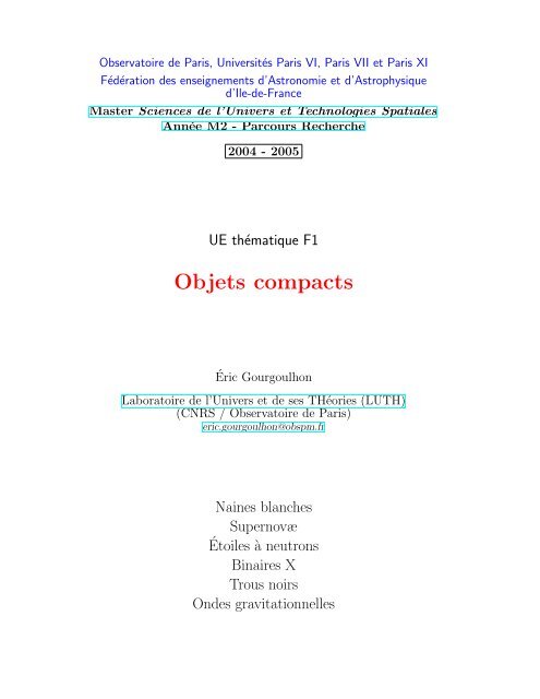 Objets compacts - LUTH - Observatoire de Paris