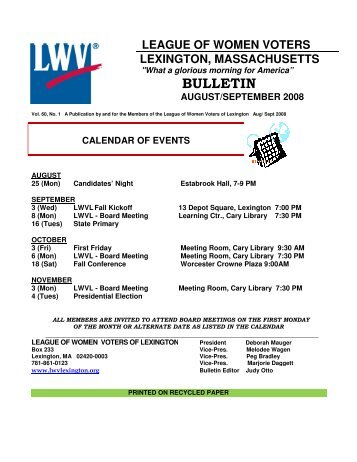 BULLETIN - League of Women Voters of Lexington