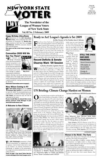 NYS Voter - Vol. 85 No. 2 February 2009 - League of Women Voters ...