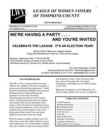 September 2012 - League of Women Voters of Tompkins County