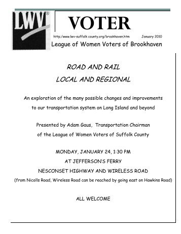 ROAD AND RAIL LOCAL AND REGIONAL - League of Women Voters of New ...