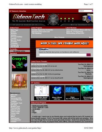 Page 1 of 7 GideonTech.com - total system modding 10/02/2004 http ...