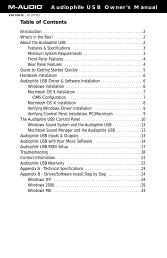 Table of Contents Audiophile USB Owner's Manual - M-Audio